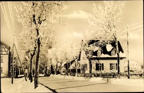 Ak Reitzenhain Marienberg im Erzgebirge, Ortspartie im Winter