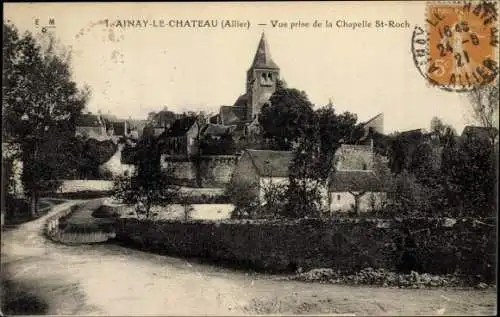 Ak Ainay le Chateau Allier, Vue prise de la Chapelle Saint Roch