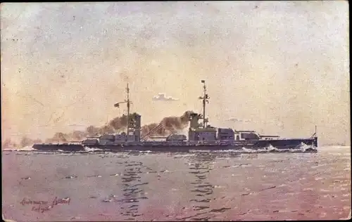 Künstler Ak Lindemann Frommel, Deutsches Kriegsschiff, SMS König, Kaiserliche Marine