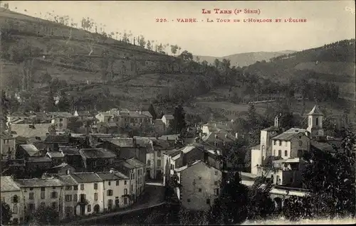 Ak Vabre Tarn, La Tour de l'Horloge et l'Eglise