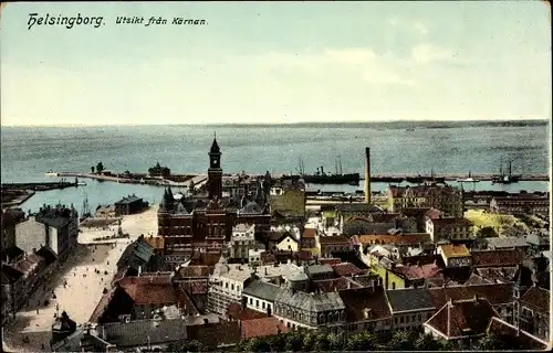 Ak Helsingborg Schweden, Utsikt fran Kärnan, Panoramablick auf die Stadt