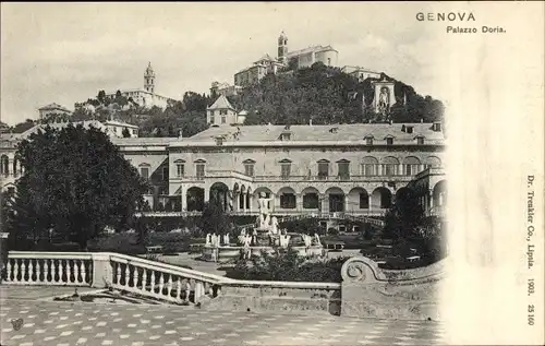 Ak Genova Genua Ligurien, Palazzo Doria, Palastgarten, Brunnen