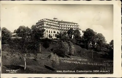 Ak Cademario Kt. Tessin Schweiz, Kurhaus, Ansicht von den Parkanlagen