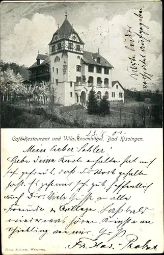 Ak Bad Kissingen Unterfranken Bayern, Café Restaurant und Villa Rosenhügel