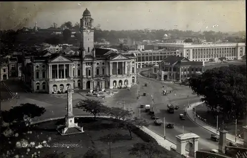 Ak Singapur, Town Hall, Vogelschau auf das Rathaus