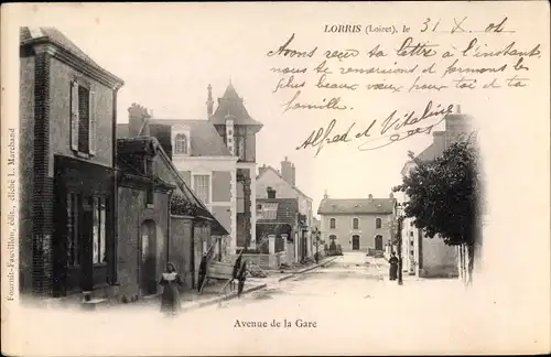 Ak Lorris Loiret, Avenue de la Gare