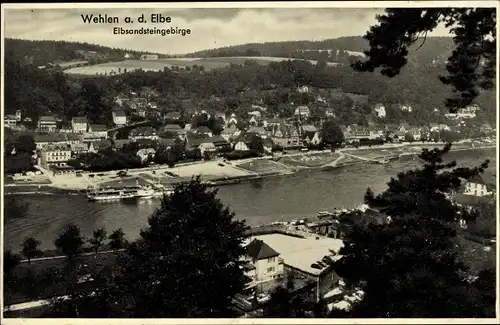 Ak Wehlen an der Elbe Sachsen, Panorama vom Ort