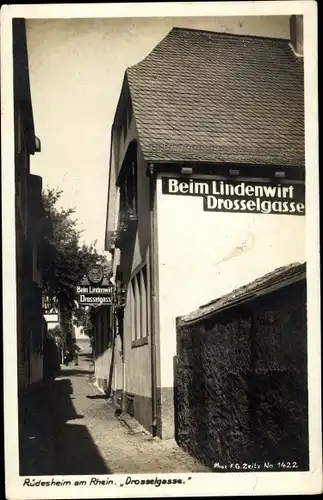 Ak Rüdesheim am Rhein in Hessen, Drosselgasse, Beim Lindenwirt