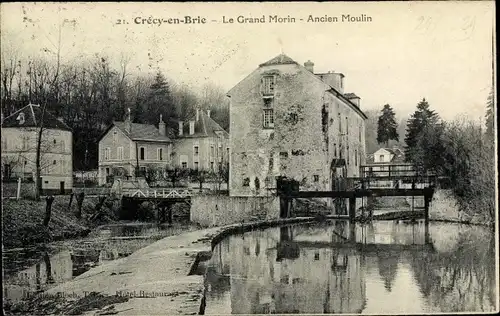 Ak Crécy en Brie Seine et Marne, Le Grand Morin, Ancien Moulin, vue générale, rive