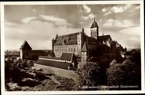 Ak Malbork Marienburg Westpreußen, Hochschloss, Gesamtansicht, Südostseite