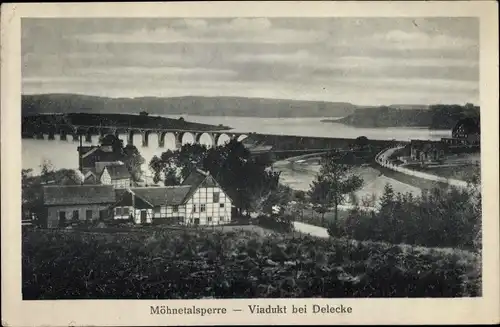 Ak Delecke Möhnesee im Kreis Soest Nordrhein Westfalen, Möhnetalsperre, Viadukt, Landhaus