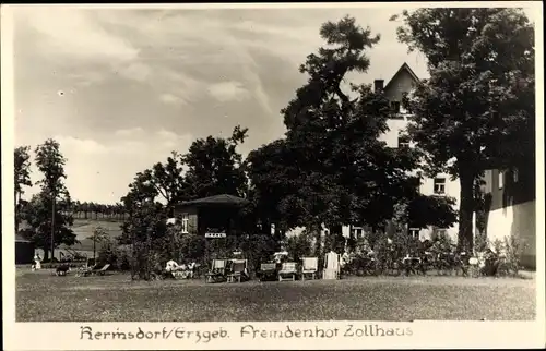 Foto Ak Hermsdorf im Erzgebirge, Fremdenhof Zollhaus, Garten