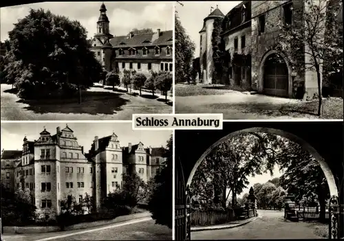 Ak Annaburg in Sachsen Anhalt, Schloss, Außenansicht, Blick durchs Tor