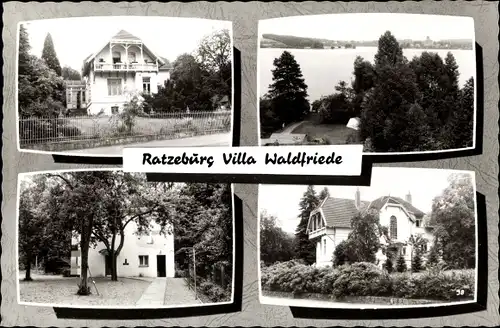 Ak Ratzeburg im Herzogtum Lauenburg, Villa Waldfriede, Straßenansicht, Blick auf den See