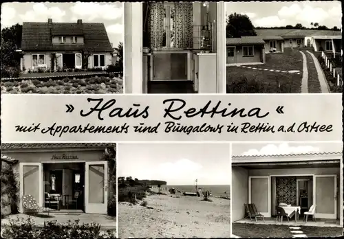 Ak Rettin Neustadt Holstein, Haus Rettina, Appartment, Innenansicht, Bungalows, Terrasse, Strand