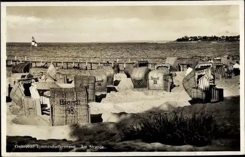 Ak Timmendorfer Strand in Ostholstein, Strandpartie, Strandkörbe