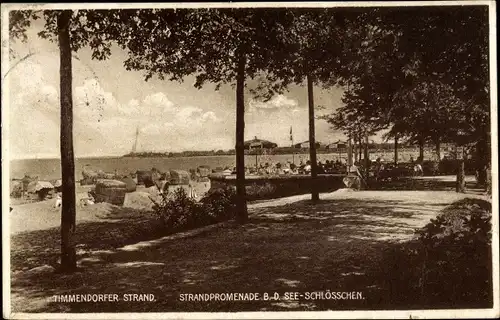 Ak Timmendorfer Strand in Ostholstein, Strandpromenade bei dem Seeschlösschen