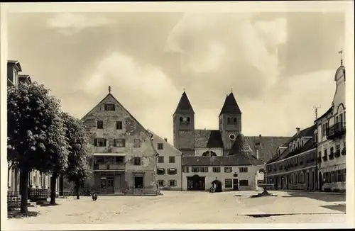 Ak Steingaden im Ostallgäu, Hof, Kirche, Läden