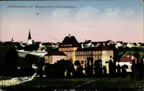 Ak Hohenmölsen in Sachsen Anhalt, Stadtbild mit Knappschaftskrankenhaus