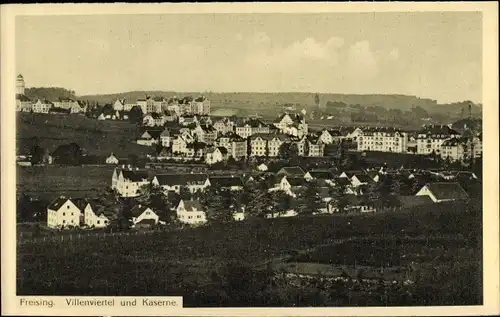 Ak Freising in Oberbayern, Villenviertel und Kaserne, Totalansicht