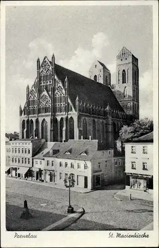 Ak Prenzlau in der Uckermark, St. Marienkirche, Erstes Korsett Spezialgeschäft