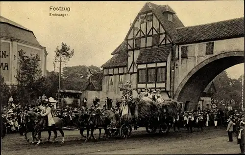 Ak Hamburg, 16. Deutsches Bundesschießen 1909, Festzug, Erntewagen