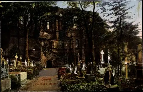 Ak Oybin in Sachsen, Kirchhof, Klosterruine, Friedhof