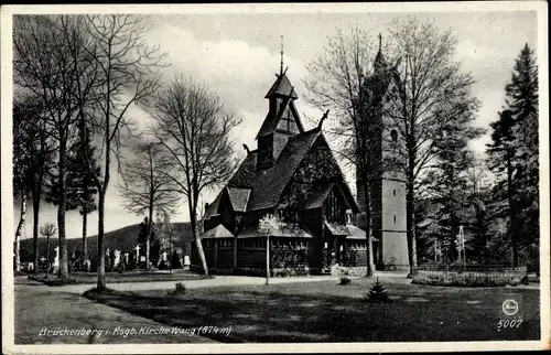 Ak Brückenberg b. Krummhübel Riesengebirge Schlesien, Kirche Wang