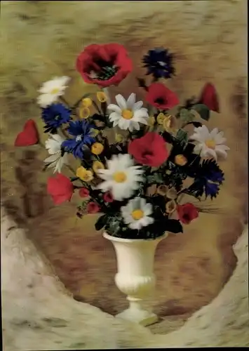 3-D Ak Blumen in einer Vase, Mohnblüten