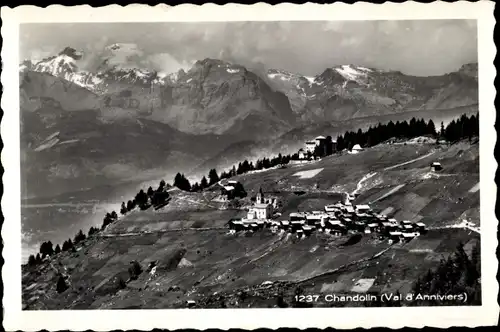 Ak Chandolin Kt. Wallis, Blick auf Ortschaft und Umgebung