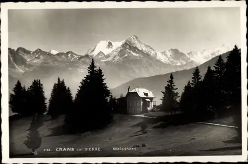 Ak Crans sur Sierre, Blick auf das Weißhorn