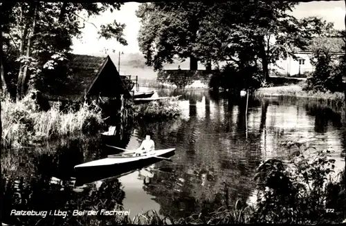 Ak Ratzeburg im Herzogtum Lauenburg, Bei der Fischerei, Kajak