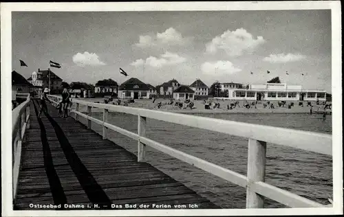 Ak Dahme in Ostholstein, Blick von der Landungsbrücke auf die Strandterrasse