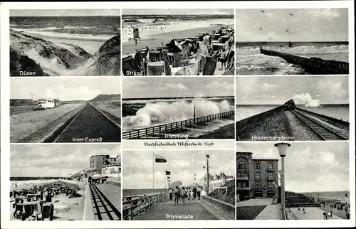 Ak Westerland auf Sylt, Dünen, Strand, Hindenburgdamm, Promenade, Insel Express