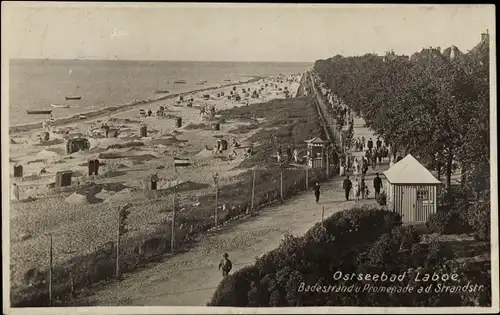 Ak Laboe Probstei in Schleswig Holstein, Badestrand, Promenade, Strandstraße