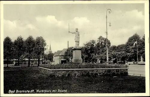 Ak Bad Bramstedt in Schleswig Holstein, Marktplatz, Roland