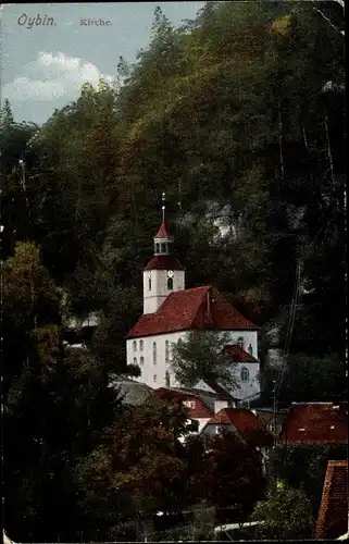 Ak Oybin in Sachsen, Kirche, Wald