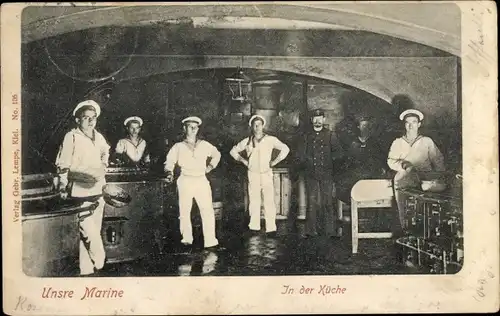 Ak Deutsches Kriegsschiff, Kaiserliche Marine, Seeleute in der Küche