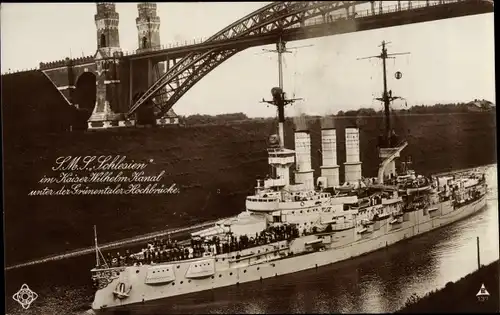 Ak Deutsches Kriegsschiff, SMS Schlesien, Linienschiff, Kaiser Wilhelm Kanal, PH 137
