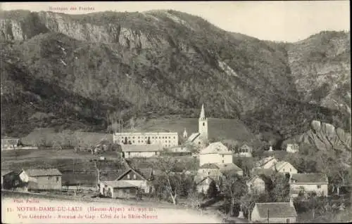 Ak Notre Dame du Laus Hautes Alpes, Vue générale, Avenue de Gap, Cote de la Batie Neuve