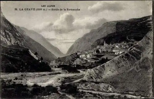 Ak La Grave Hautes Alpes, Bords de la Romanche, Vue générale