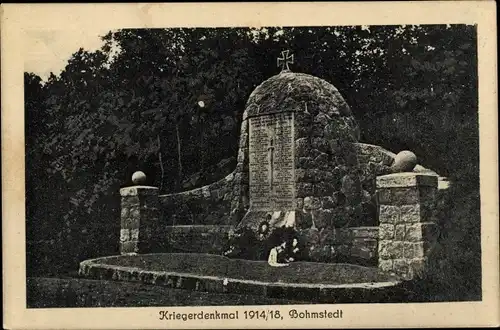 Ak Bohmstedt in Nordfriesland, Kriegerdenkmal 1914/18