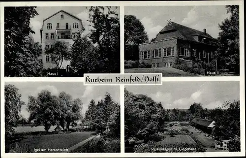 Ak Reinfeld in Holstein, Kurheim, Haus I, Haus II, Herrenreicht, Parkanlagen mit Liegehalle
