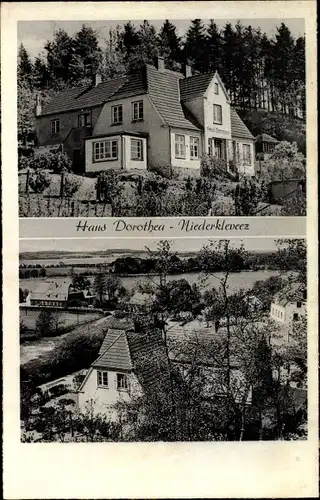 Ak Niederkleveez Bösdorf Holstein, Haus Dorothea, Außenansicht, Blick über die Dächer der Stadt