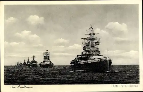 Ak Deutsche Kriegsschiffe, In Kiellinie, Graf Spee, Admiral Scheer