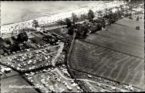 Ak Haffkrug Scharbeutz Ostholstein, Fliegeraufnahme vom Campingplatz