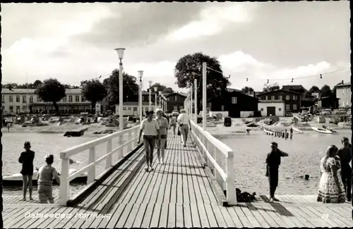 Ak Haffkrug Scharbeutz Ostholstein, Landungsbrücke, Strand