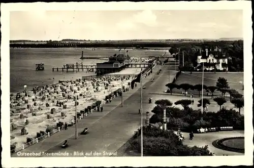 Ak Travemünde Lübeck Schleswig Holstein, Blick auf den Strand, Promenade