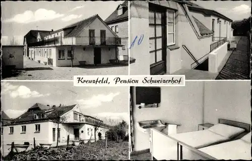 Ak Kreuzfeld Malente in Ostholstein, Pension Schweizerhof, Schlafzimmer, Terrasse