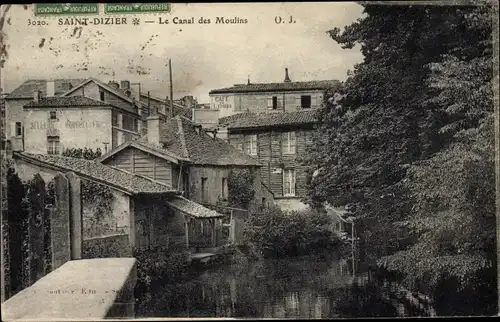 Ak Saint Dizier Haute Marne, Le Canal des Moulins